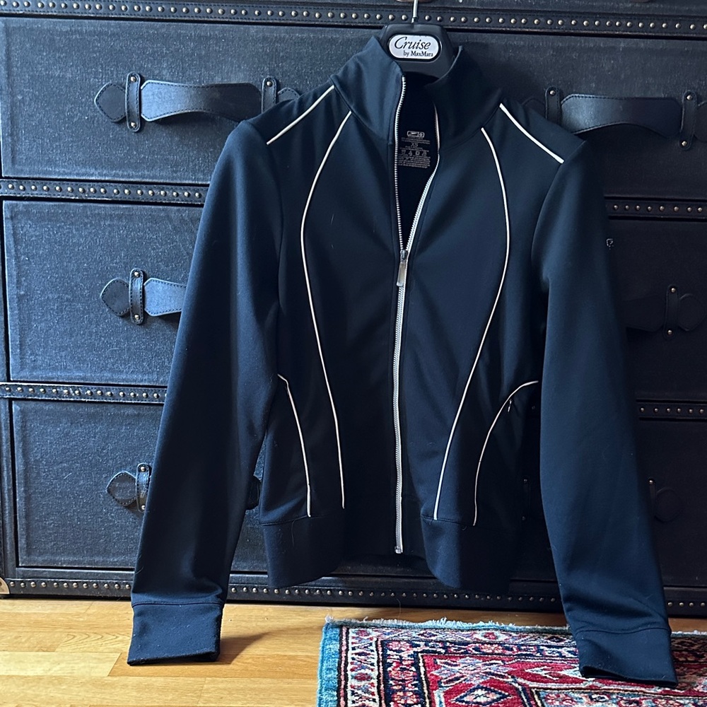 Speedo Black Athletic Zip Jacket with White Piping